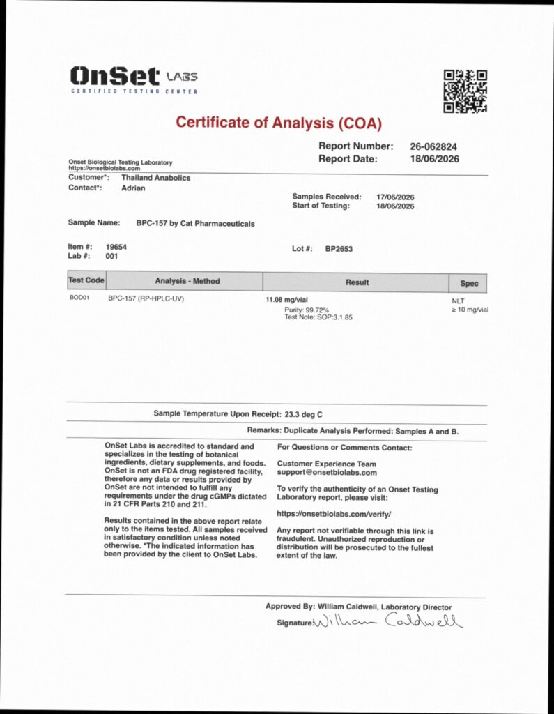Cat Pharmaceuticals BPC-157 10mg independent RP-HPLC-UV lab report 26-062824